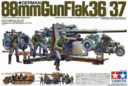 Vehicule militare terestre - Tamiya 35017 - 1:35 German 88Mm Gun Flak 36/37 - 10 Figures