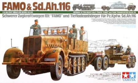 Vehicule militare terestre - Tamiya 35246 - 1:35 German 18 Ton Heavy Half-Track Famo and Tank Transporter Sd.Ah.116 - 10 figures