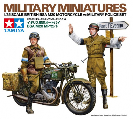 Vehicule militare terestre - Tamiya 35316 - 1:35 British BSA M20 Motorcycle w/Military Police