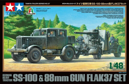 Kituri machete - TAMIYA 37027 - 1:48 GERMAN HEAVY TRACTOR SS-100 & 88mm GUN FLAK37 SET