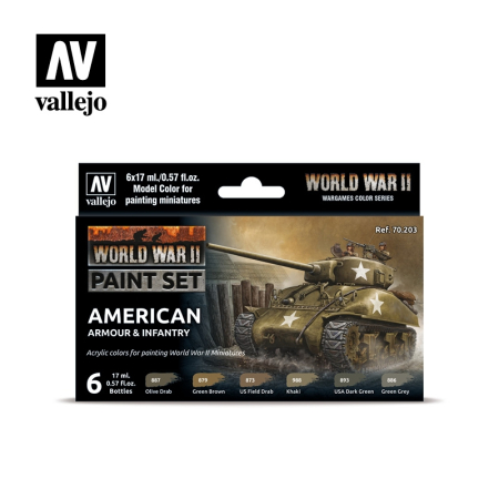 Seturi de vopsele Vallejo - Vallejo 70203 - American Armour & Infantry (6)