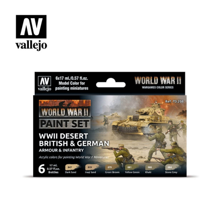Seturi de vopsele Vallejo - Vallejo 70208 - Desert British & German Armour & Infantry (6)