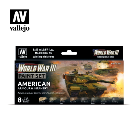 Seturi de vopsele Vallejo - Vallejo 70220 - American Armour & Infantry (8)