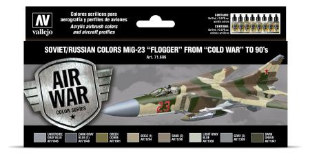 Vallejo Air War Paint Sets - Vallejo 71606 - Soviet / Russian colors MiG-23 "Flogger" from 70's to 90's (8)