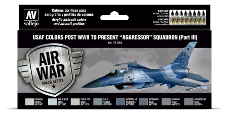 Vallejo Air War Paint Sets - Vallejo 71618 - USAF colors post WWII to present Aggressor Squadron Part III