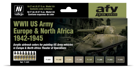 Vallejo AFV Paint Sets - Vallejo 71625 - US Army Europe & North Africa 1942-1945