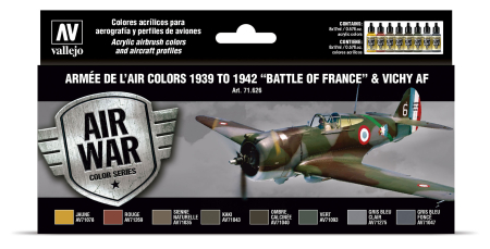 Vallejo Air War Paint Sets - Vallejo 71626 - Armée de l'Air colors 1939 to 1942 "Battle of France" & Vichy AF