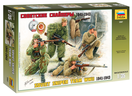 Figurine - Zvezda 3597 - 1:35 Soviet Sniper Team - 4 figures