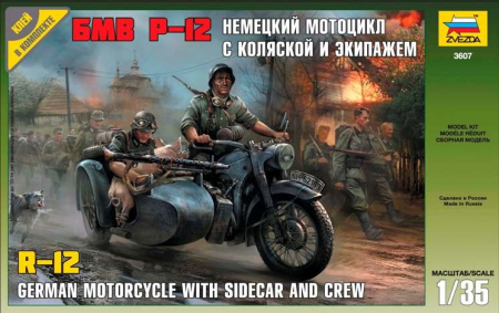 PACHETE - Zvezda 3607 - 1:35 German motorcicle R-12 with sidecar and crew