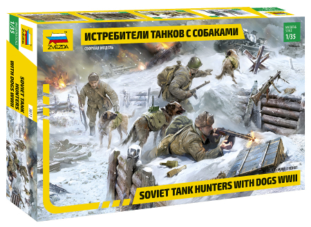 Figurine - Zvezda 3611 - 1:35 Soviet Tank Hunters with Dogs, WWII
