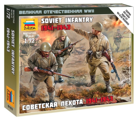 Figurine - Zvezda 6103 - 1:72 SOVIET INFANTRY 1941-1945 - snap-fit