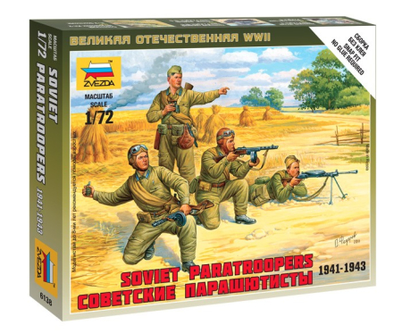Figurine - Zvezda 6138 - 1:72 SOVIET PARATROOPS - 4 figures