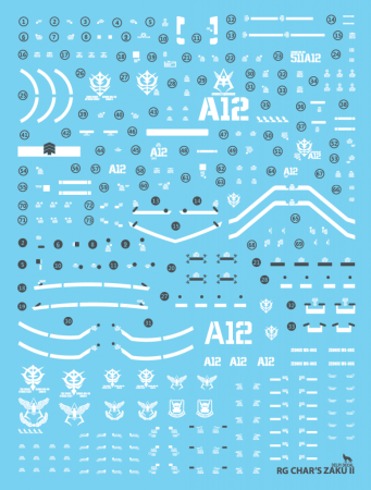 Decals - HCD0052. RG CHAR'S ZAKU II LUMINOUS WATER DECAL