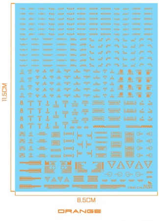 Decals - HCD0554. 1/144 MECHANICAL CAUTION WATER DECAL (GRAY+ORANGE)