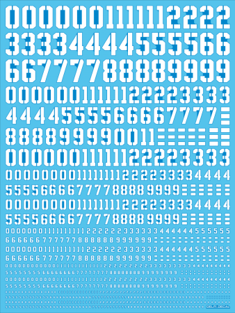 Decals - HCD1023. NUMBER UNIVERSAL HYBRICAL (WHITE)