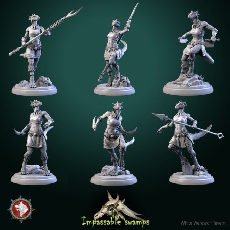 Miniaturi - HCT 701. Lizardfolk woman lizard warriors set