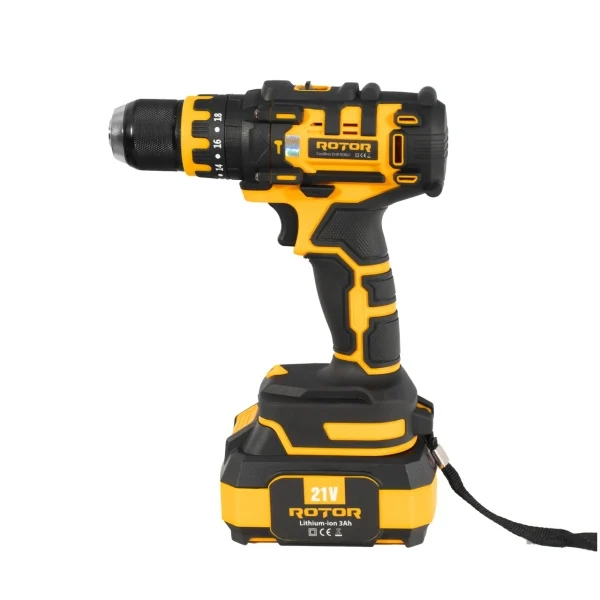 Autofiletantă pe acumulator Brushless ROTOR RDB21, 21V 3Ah, 1350 rpm, 30 Nm, 18+1 trepte, 2 acumulatori [2]