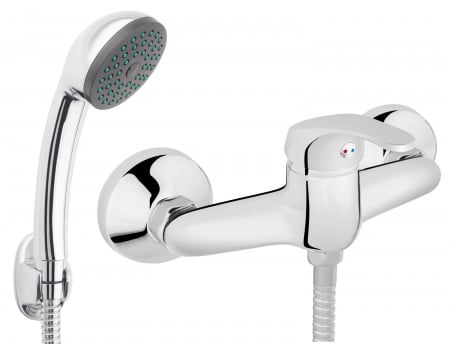 Produse - Baterie duș perete Basic, cu set de duș inclus, cartuș ceramic 35 mm, crom, FERRO