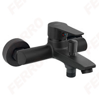 Baterii baie - Baterie perete cadă-duș Ritto Black, comutator automat, cartuș ceramic 35 mm, negru mat, FERRO