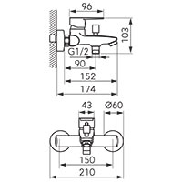 Baterie perete cadă-duș Ritto Black, comutator automat, cartuș ceramic 35 mm, negru mat, FERRO [1]