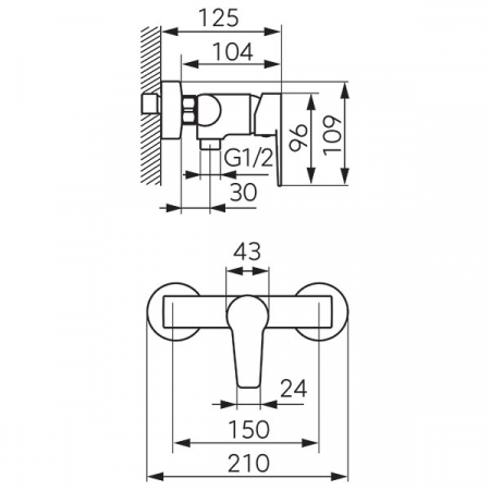 Baterie perete duș Ritto Black, cartuș ceramic 35 mm, negru mat, FERRO [1]