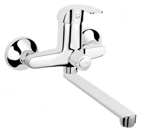 Produse - Baterie perete cadă-duș Vasto, pipă pivotantă 22 cm, cartuș ceramic 40 mm, crom, FERRO