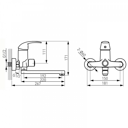 Baterie perete cadă-duș Vasto, pipă pivotantă 22 cm, cartuș ceramic 40 mm, crom, FERRO [1]