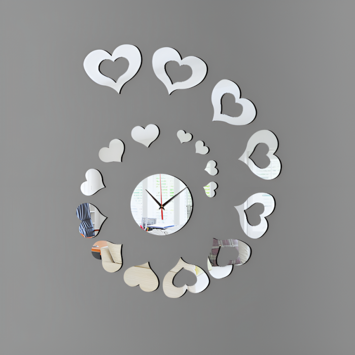 Ceas Decorativ Sticker, Rotund cu inimiore, 40 cm x 40 cm [2]