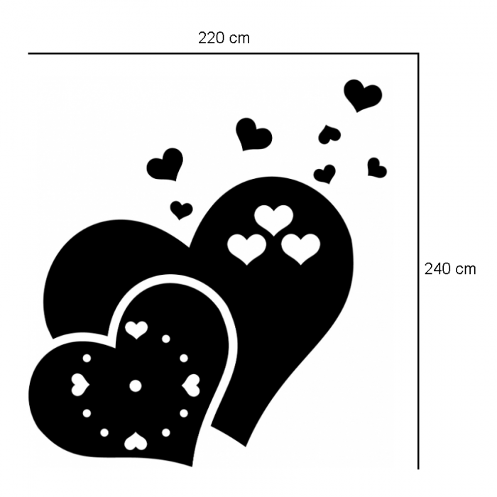 Ceas Decorativ Sticker, Fara Zgomot, Inimi Aurii, 220 mm x 240 mm [2]