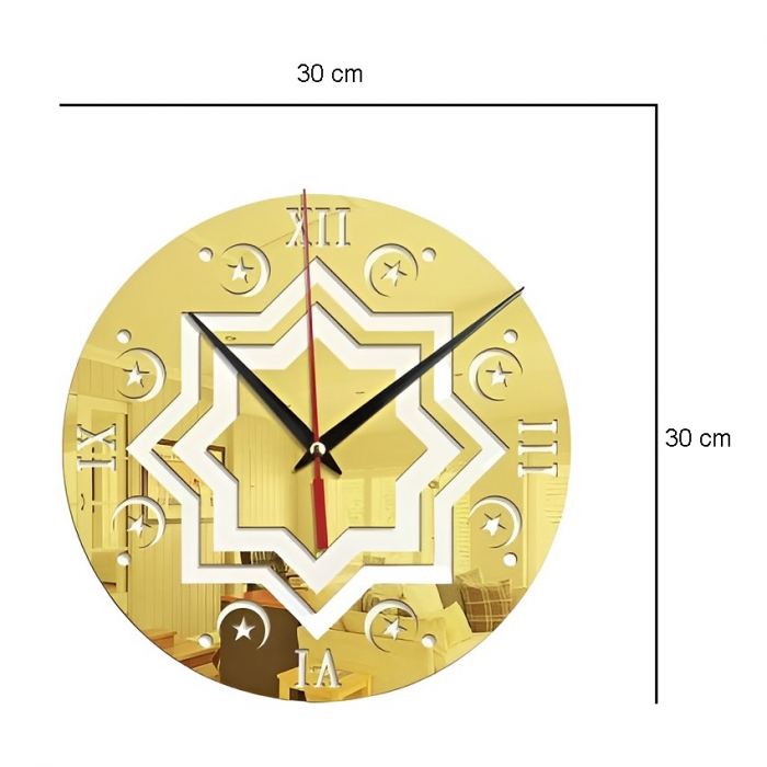 Ceas Decorativ Sticker, Fara Zgomot, Motive Stelare, 300 mm x300 mm [2]