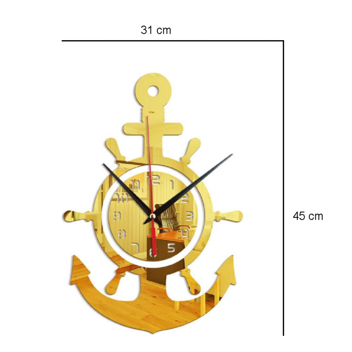 Ceas Decorativ Sticker, Fara zgomot, Pentru Marinar, 450 mm x 310 mm [2]