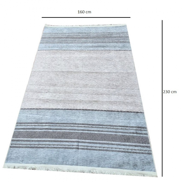 Covor Modern, Antiderapant, 160 cm x 230 cm, Gri Antracit, Nuante de Gri si Argint [3]