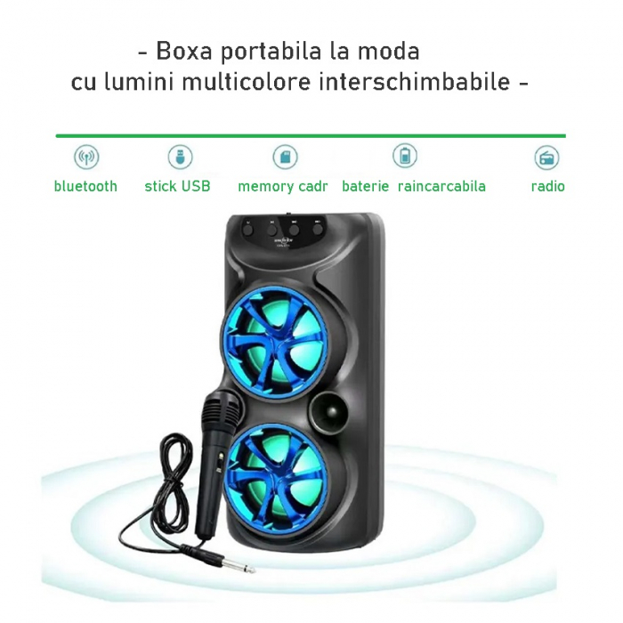 ! Boxa cu Bluetooth si microfon– Perfectă pentru Copiii ! - Pentru karaoke - [2]