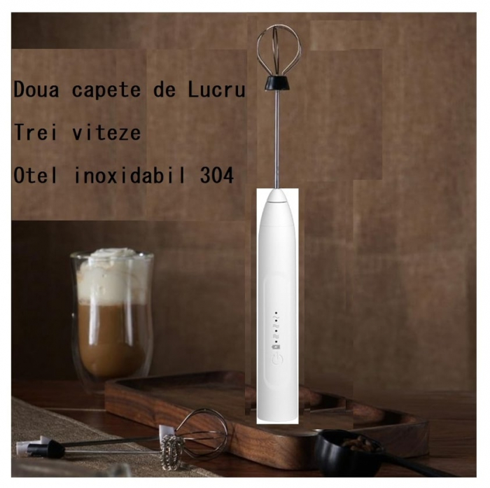 Mini Mixer Pentru Spuma de Lapte si Diferite Mixuri Lichide, Putere 4 W, Alb [8]