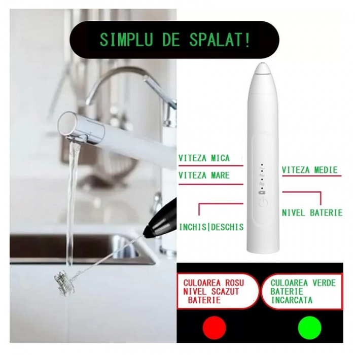 Mini Mixer Pentru Spuma de Lapte si Diferite Mixuri Lichide, Putere 4 W, Alb [3]