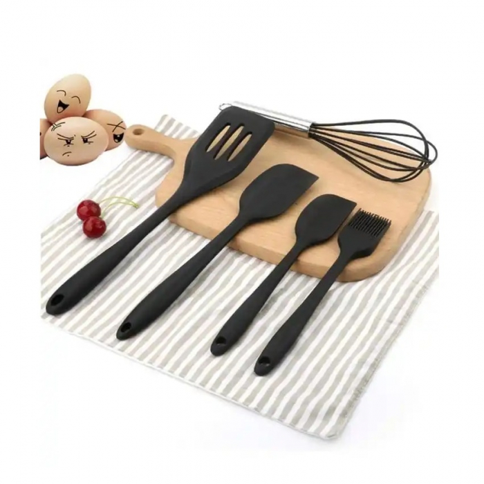 Set 5 ustensile de bucatarie, Termorezistente, Negru [4]