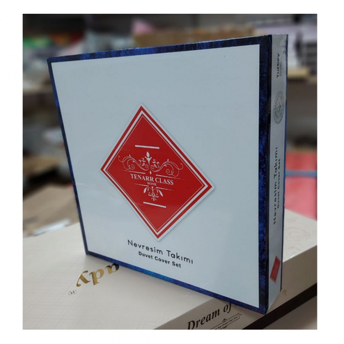 Lenjerie Pat, 4 Piese, 2 Persoane, Alb / Imprimeu Floral, Bumbac, 1 cearceaf 240 cm x 250 cm, 1 Husa pilota 200 cm x 220 cm, 2 Fete de perna 50 cm x 60 cm [3]