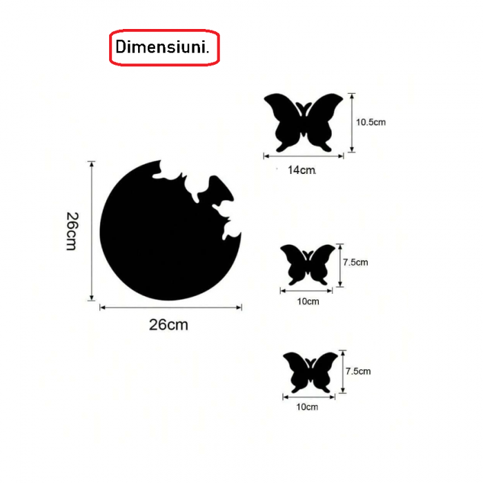 Sticker Acril Decorativ Oglinda, Creativ, 26 cm x 26 cm, Argintiu [3]