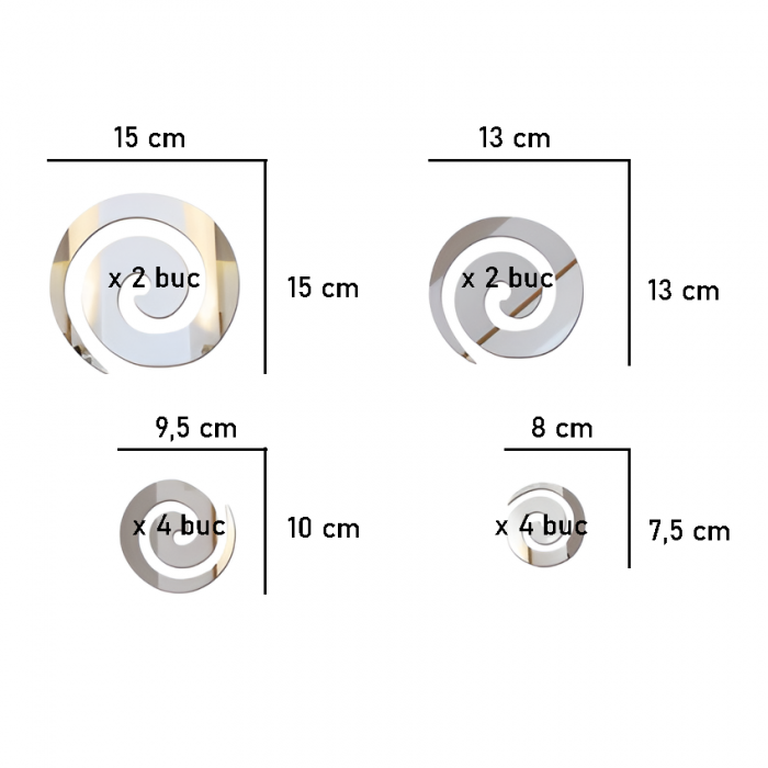 Set Stickere Acril Decorative Oglinda, Creativ, Argintiu [3]