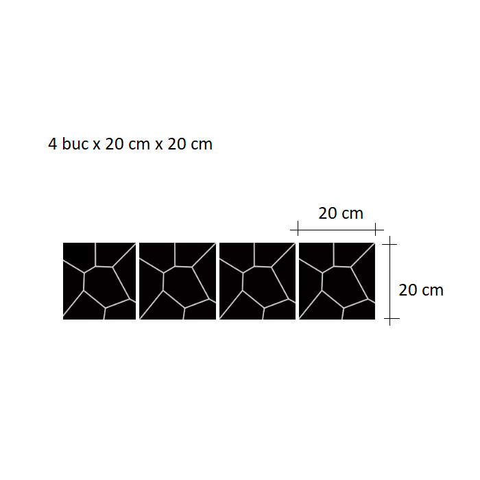 Set Stickere Acrilic Decor, Oglinda Acrilica Neagra, Abstract, 4 bucati x 20 cm x 20 cm [2]