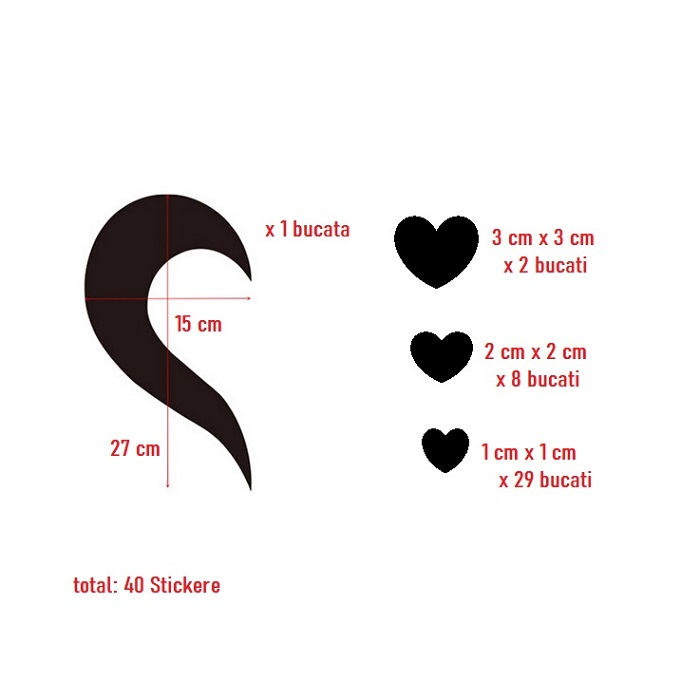 Sticker Acril Decorativ, Inimioare [3]
