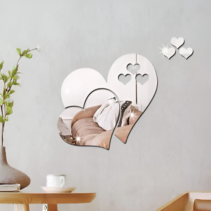 Sticker Acril Decorativ Oglinda, Creativ, Inimi Unite, 25 cm x 15 cm  [2]