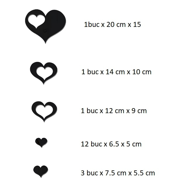Sticker Acrilic Decor, Oglinda Acrilica Neagra, Love, 60 cm x 70 cm, 18 piese [2]