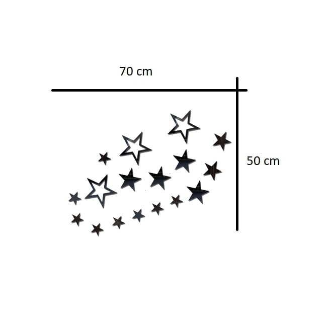 Sticker Acrilic Decor, Oglinda Acrilica Neagra, Stelute, 50 cm x 70 cm, 19 piese [2]