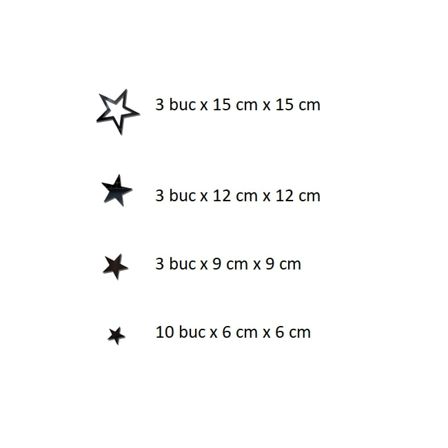 Sticker Acrilic Decor, Oglinda Acrilica Neagra, Stelute, 50 cm x 70 cm, 19 piese [3]