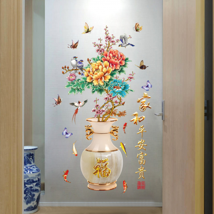 Sticker Decorativ 3D, Vas Chinezesc, Big size, 56 cm x 155 cm, Multicolor [6]
