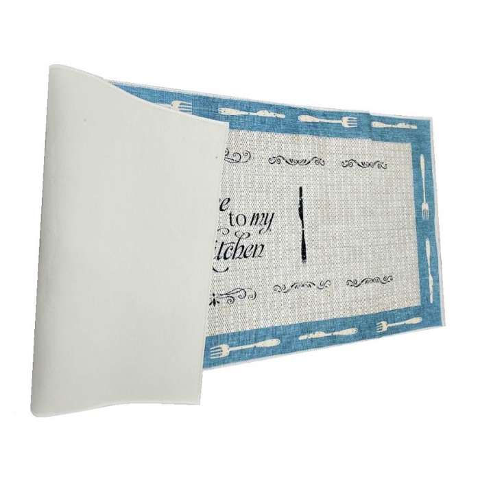 Traversa Bucatarie Welcome to my Kitchen Coffe , Unt / Bleu, 190 cm x 80 cm, Grosime 10 mm, Atiderapant [2]