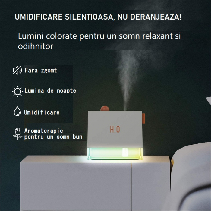 Difuzor Aromaterapi cu Lumina de Noapte cu Culori Interschimbabile, Alb [3]