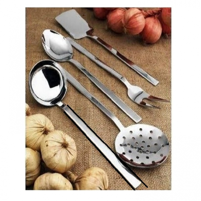 Set 5 ustensile de gatit, Inox, Polonic: 30 cm, Spumiera: 30 cm, Lingura: 30 cm, Furculita: 30 cm, Spatula: 30 cm [2]
