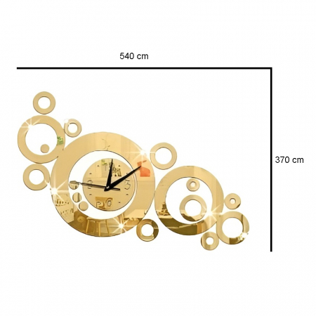 Ceas Creativ auriu Fara Zgomot, 37 cm x 54 cm Oglinda Acrilica [3]